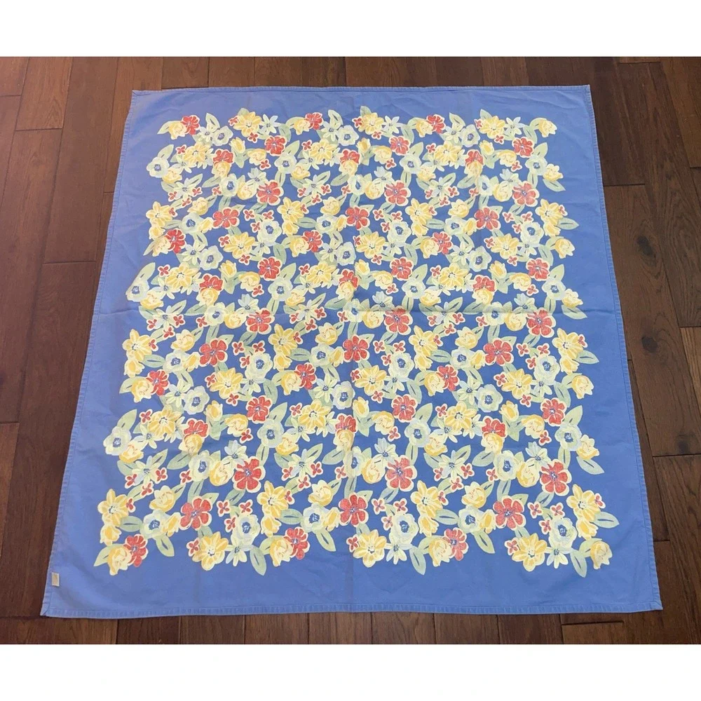 XOCHI Tablecloth Blue Floral Colorful 100% Cotton 50